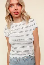 509 Broadway Textured Stripe S/S Top