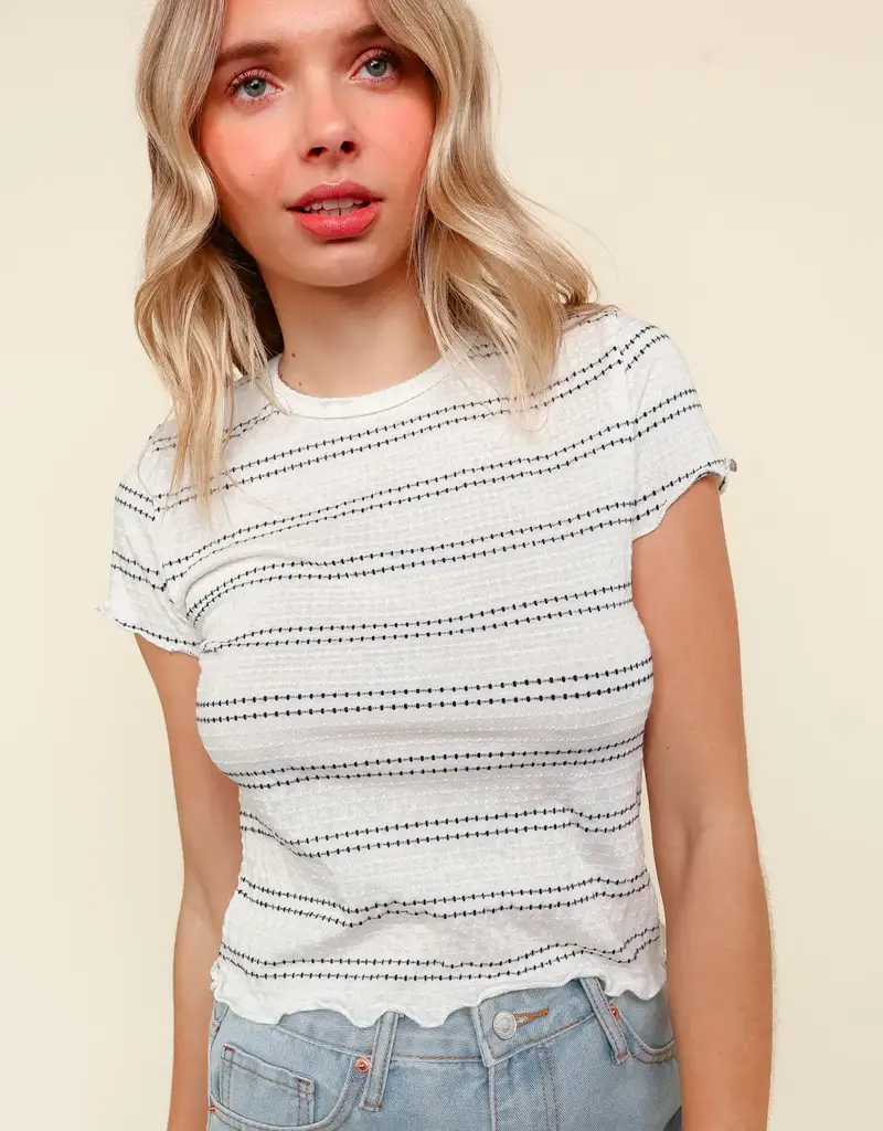 509 Broadway Textured Stripe S/S Top