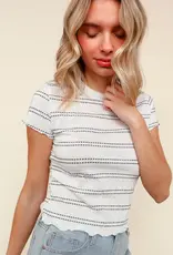 509 Broadway Textured Stripe S/S Top