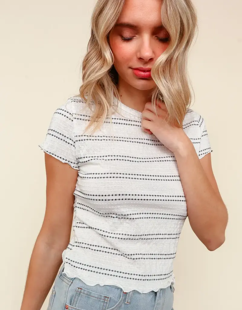 509 Broadway Textured Stripe S/S Top
