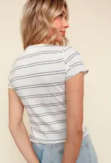 509 Broadway Textured Stripe S/S Top