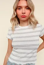 509 Broadway Textured Stripe S/S Top