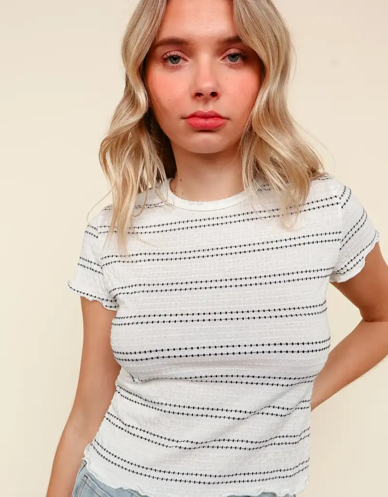 509 Broadway Textured Stripe S/S Top