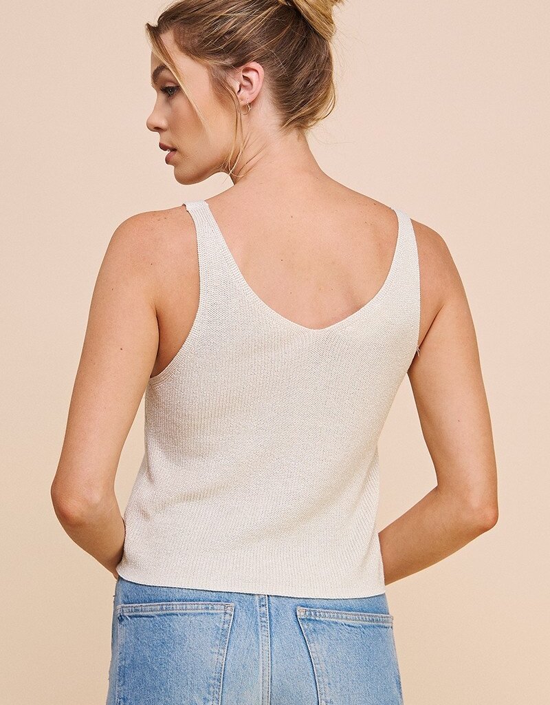 509 Broadway Lightweight Knit Button Sweater Tank