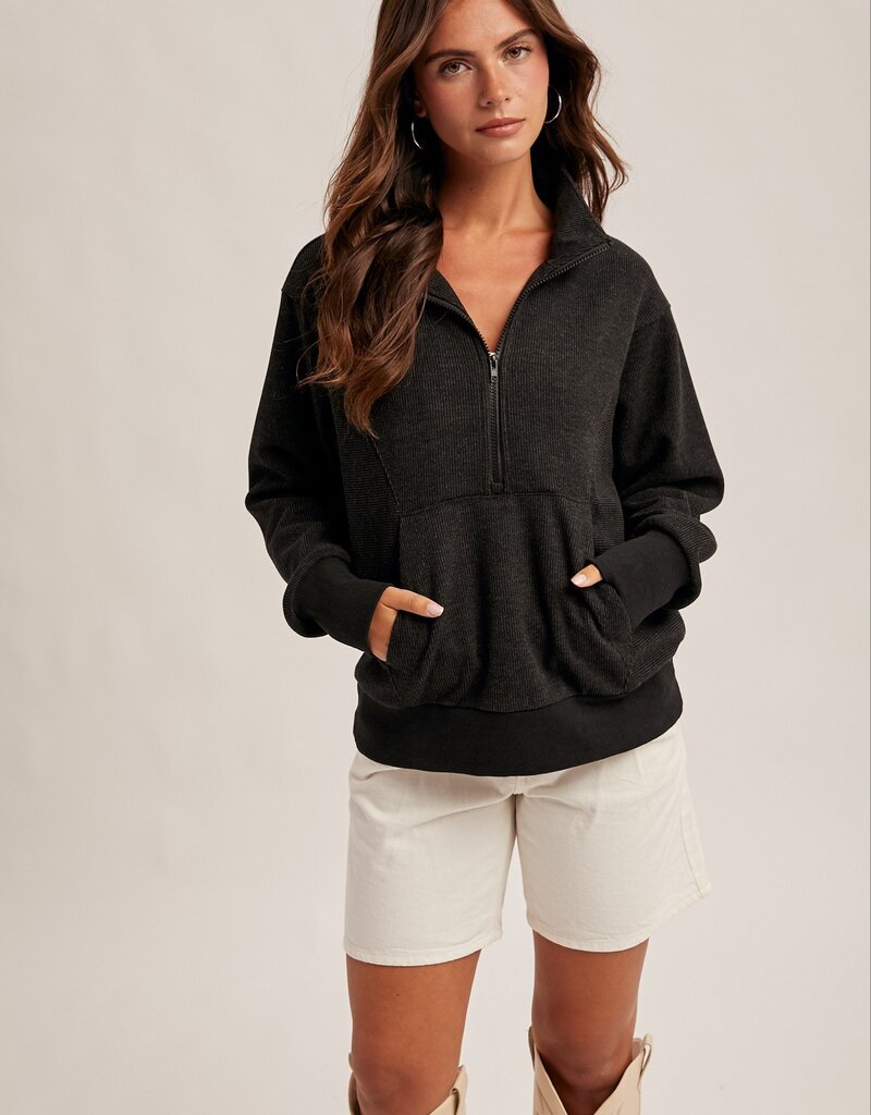 509 Broadway Half Neck Zip Up Top