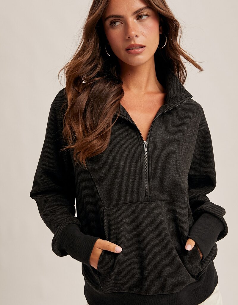509 Broadway Half Neck Zip Up Top