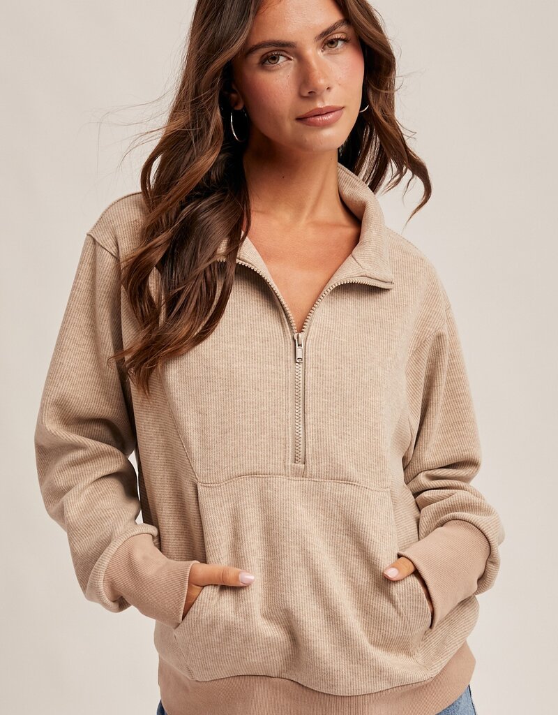 509 Broadway Half Neck Zip Up Top