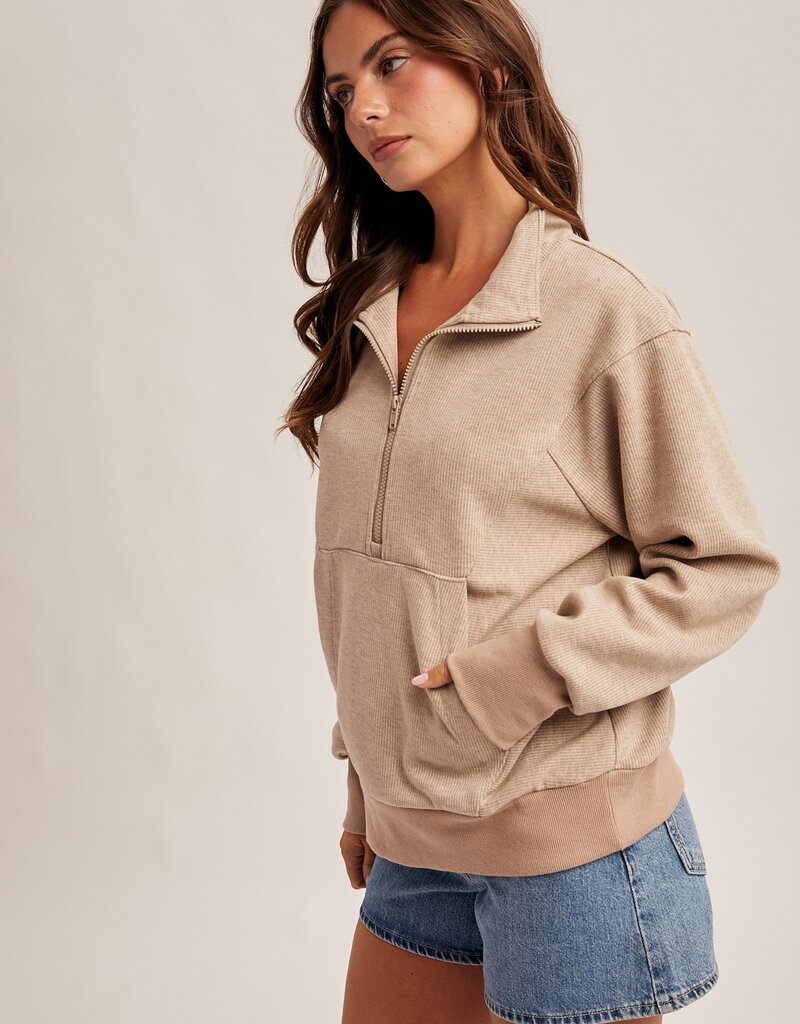509 Broadway Half Neck Zip Up Top