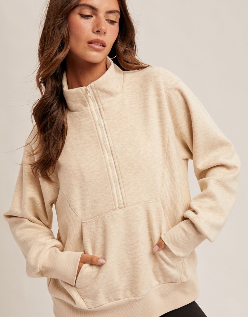 509 Broadway Half Neck Zip Up Top