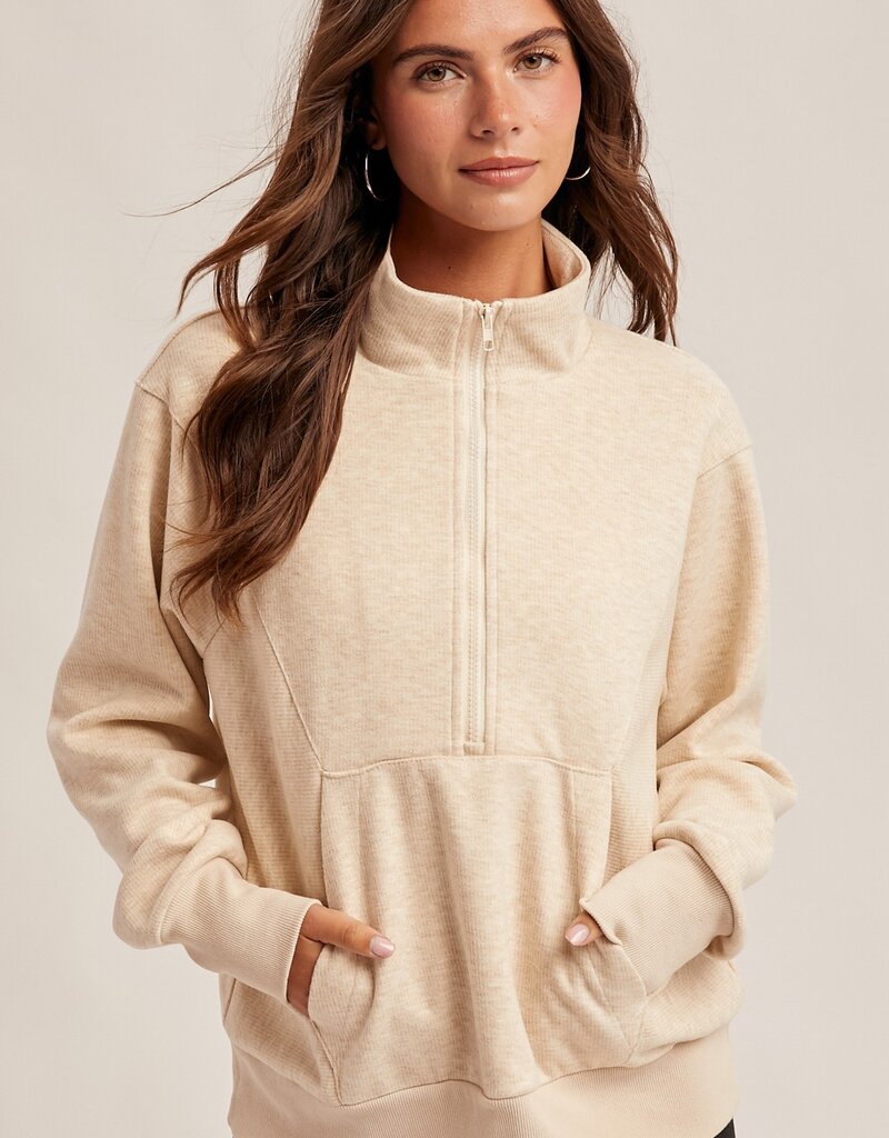 509 Broadway Half Neck Zip Up Top
