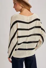 509 Broadway Sheer Striped Oversize Knit Pullover