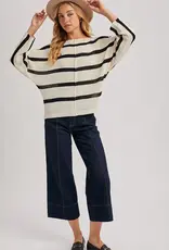 509 Broadway Sheer Striped Oversize Knit Pullover