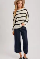 509 Broadway Sheer Striped Oversize Knit Pullover