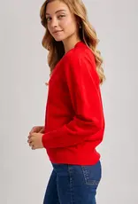 509 Broadway Ribbed V-Neck Knit Sweater