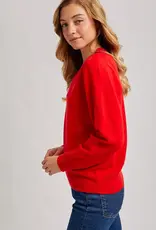 509 Broadway Ribbed V-Neck Knit Sweater