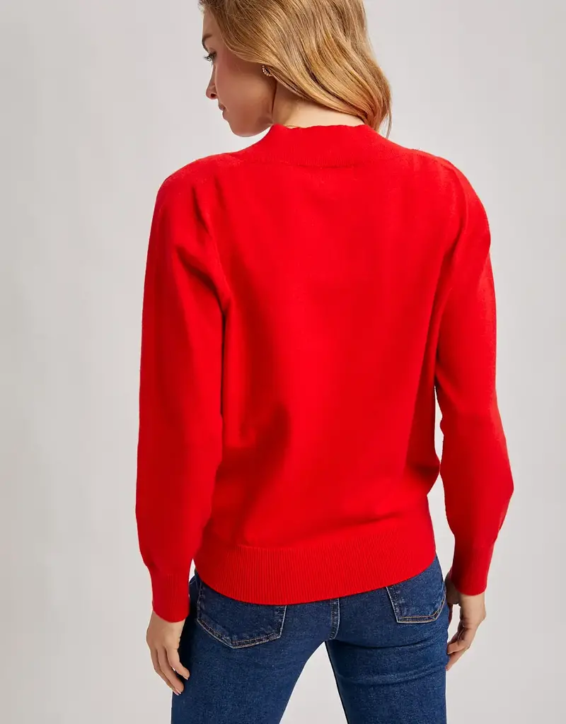 509 Broadway Ribbed V-Neck Knit Sweater