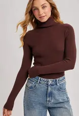 509 Broadway Turtle Neck Ribbed Knit Sweater