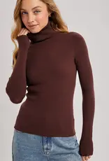 509 Broadway Turtle Neck Ribbed Knit Sweater