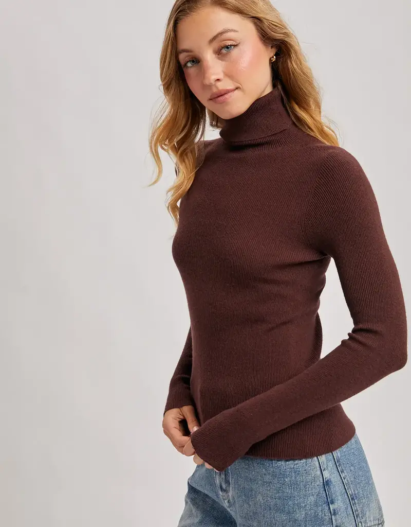 509 Broadway Turtle Neck Ribbed Knit Sweater