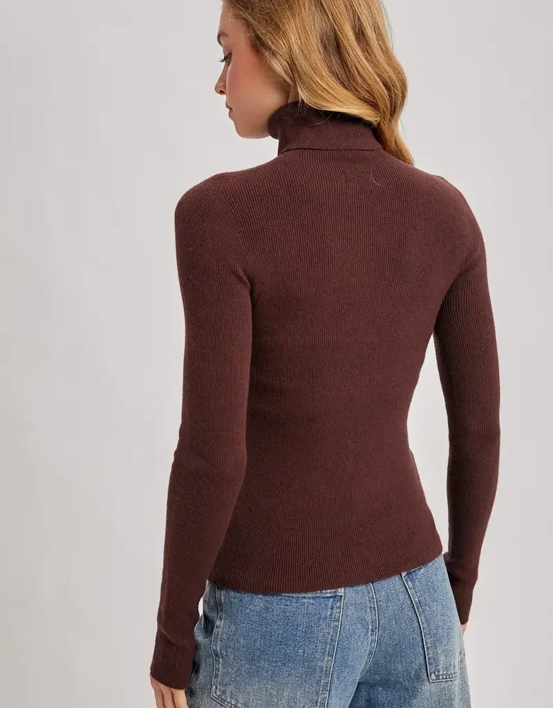 509 Broadway Turtle Neck Ribbed Knit Sweater
