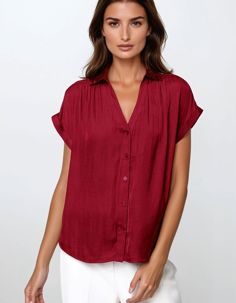 509 Broadway Short Sleeve Button Blouse