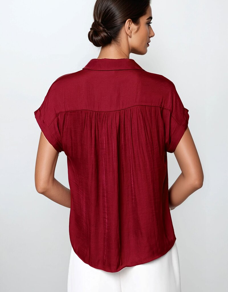 509 Broadway Short Sleeve Button Blouse