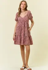509 Broadway Floral Printed Tiered Mini Dress