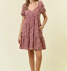 509 Broadway Floral Printed Tiered Mini Dress
