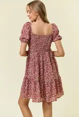 509 Broadway Floral Printed Tiered Mini Dress