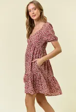 509 Broadway Floral Printed Tiered Mini Dress