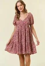 509 Broadway Floral Printed Tiered Mini Dress