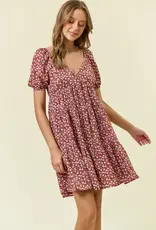 509 Broadway Floral Printed Tiered Mini Dress