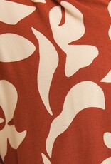 509 Broadway Collar V-Neck Abstract Print Top
