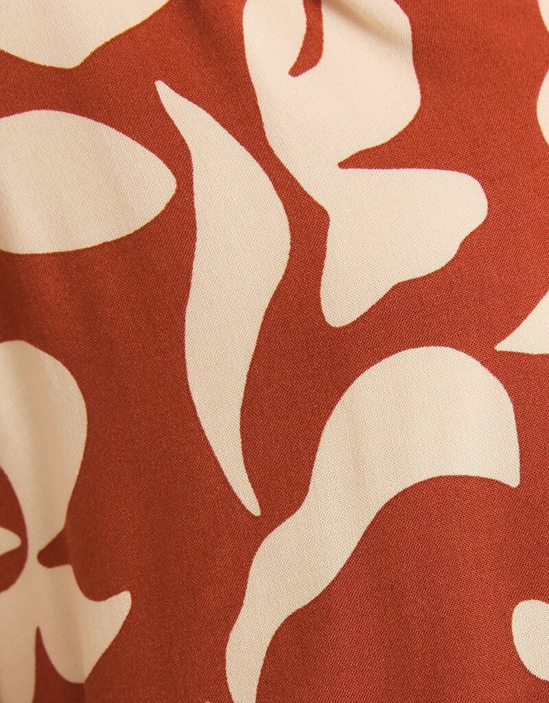 509 Broadway Collar V-Neck Abstract Print Top
