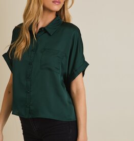 509 Broadway Satin Boxy Button Down Blouse