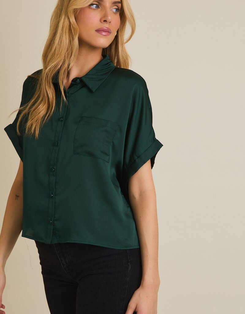 509 Broadway Satin Boxy Button Down Blouse