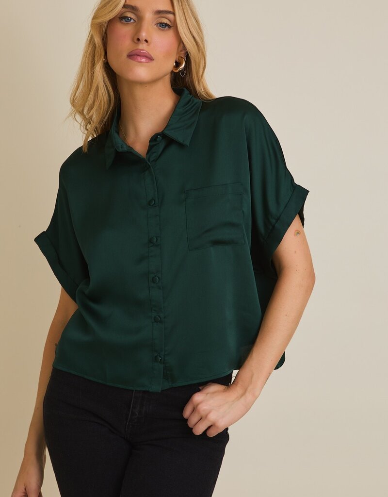 509 Broadway Satin Boxy Button Down Blouse