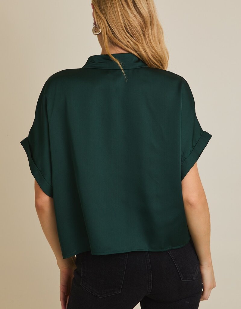 509 Broadway Satin Boxy Button Down Blouse