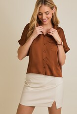 509 Broadway Satin Boxy Button Down Blouse