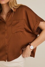 509 Broadway Satin Boxy Button Down Blouse