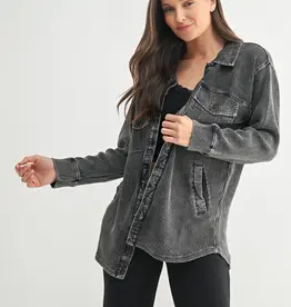 509 Broadway Waffle Mineral-Washed Button Down Jacket