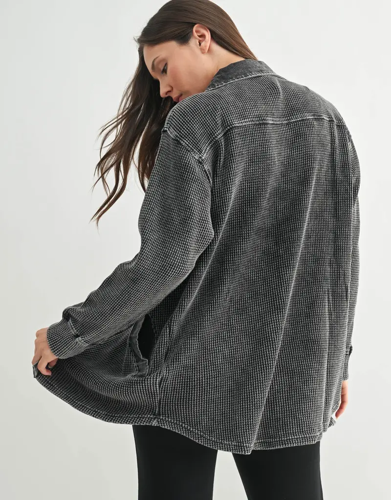 509 Broadway Waffle Mineral-Washed Button Down Jacket