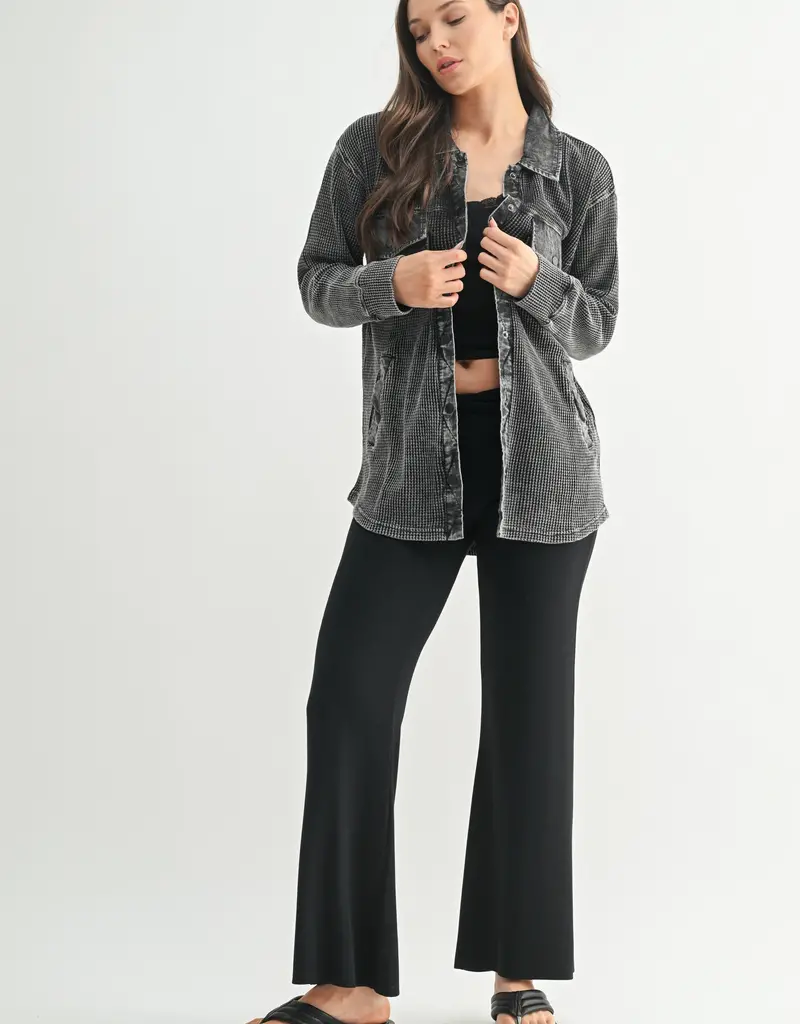 509 Broadway Waffle Mineral-Washed Button Down Jacket