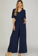 509 Broadway Flounce Sleeve Pocket Jumpsuit