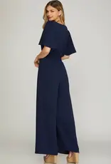 509 Broadway Flounce Sleeve Pocket Jumpsuit