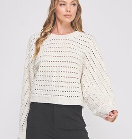 509 Broadway Pointelle Crop Oversized Sweater