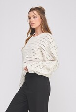 509 Broadway Pointelle Crop Oversized Sweater