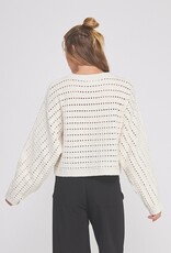 509 Broadway Pointelle Crop Oversized Sweater