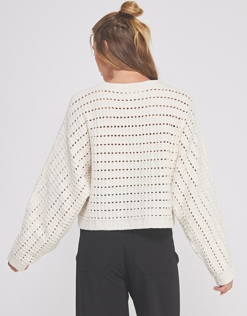 509 Broadway Pointelle Crop Oversized Sweater