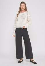 509 Broadway Pointelle Crop Oversized Sweater